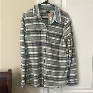 Eddie Bauer Gray and White Lightweight Shirt Jacket